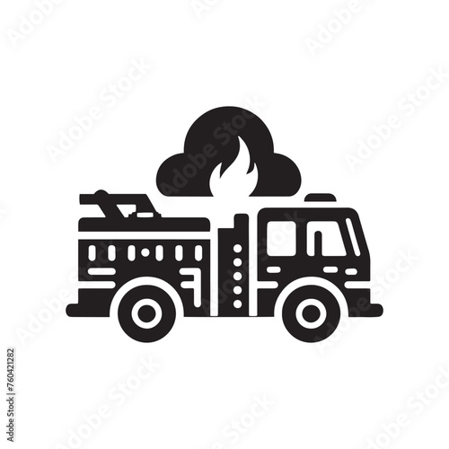 Blazing Rescuers: Firetruck Silhouette Vector Set for Emergency Response Designs and Safety-themed Projects. Firetruck Illustration.