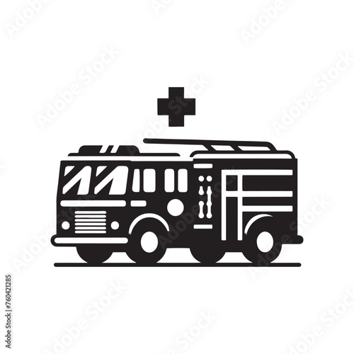 Blazing Rescuers: Firetruck Silhouette Vector Set for Emergency Response Designs and Safety-themed Projects. Firetruck Illustration.