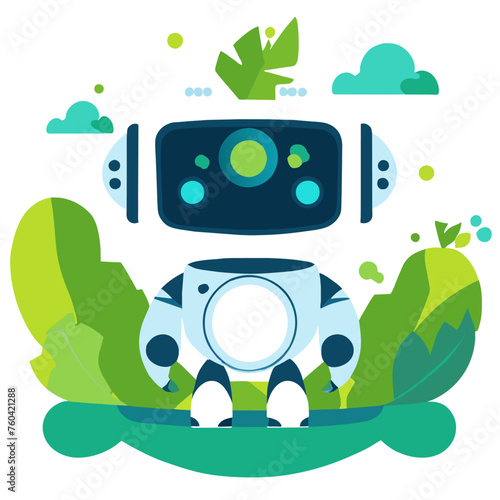 Cute robots frolic amidst a lush, green forest.
