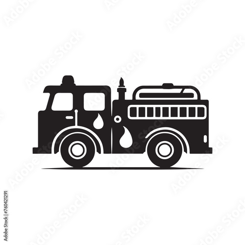 Blazing Rescuers: Firetruck Silhouette Vector Set for Emergency Response Designs and Safety-themed Projects. Firetruck Illustration.