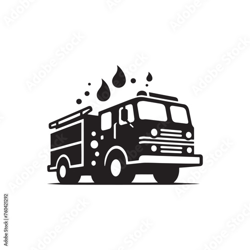 Blazing Rescuers: Firetruck Silhouette Vector Set for Emergency Response Designs and Safety-themed Projects. Firetruck Illustration.