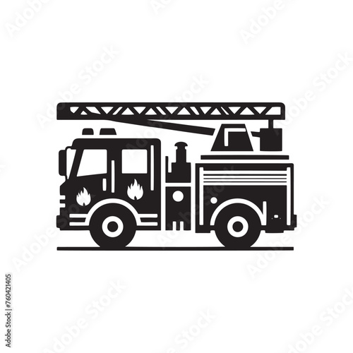 Blazing Rescuers: Firetruck Silhouette Vector Set for Emergency Response Designs and Safety-themed Projects. Firetruck Illustration.