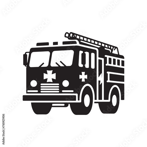 Blazing Rescuers: Firetruck Silhouette Vector Set for Emergency Response Designs and Safety-themed Projects. Firetruck Illustration.