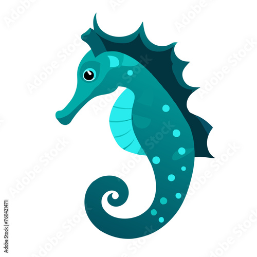 A cute seahorse with a long snout and a prehensile tail.