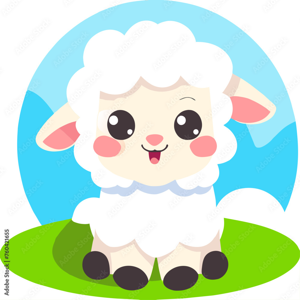 A cute sheep enjoys the fresh air and sunshine in a peaceful meadow. A cute sheep enjoys the fresh air and sunshine in a peaceful meadow.