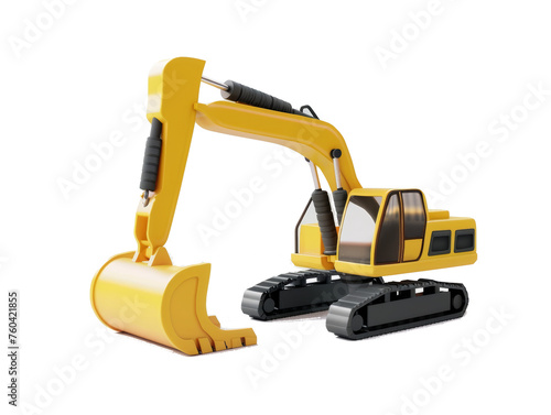 Fototapeta Naklejka Na Ścianę i Meble -  3d style construction excavator cut out in background