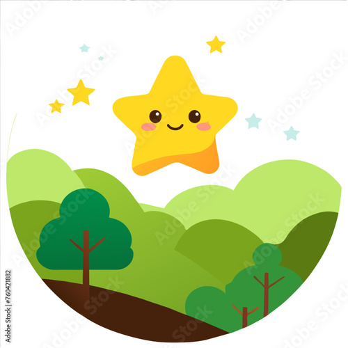 Cute little stars twinkle amidst the serene night sky.