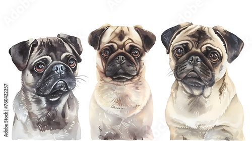 pug parade: a charming lineup of obedient pugs capturing hearts photo