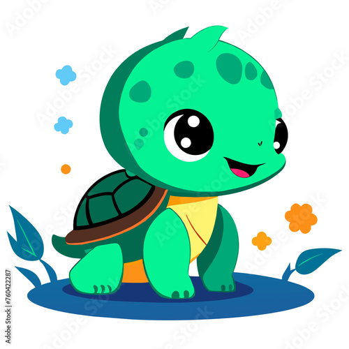 A cute turtle cautiously peeks its head out of its shell while basking in the sun.