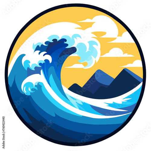 Cute waves gently caress the sandy shore, creating a serene and captivating scene.