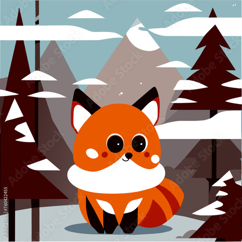 A small, furry creature hides in the snow, its eyes sparkling with mischief.