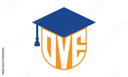 OVE initial letter academic logo design vector template. monogram, abstract, school, college, university, graduation, symbol, shield, model, institute, educational, coaching canter, tech, sign, badge