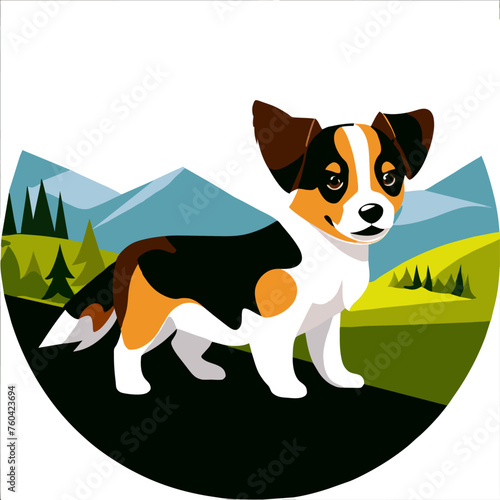 Adorable puppies frolic amidst a lush green meadow.