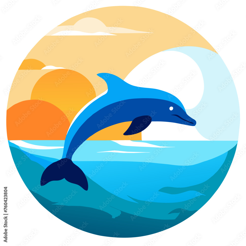 Obraz premium Frolicking dolphins glide gracefully through the azure waters, their sleek bodies shimmering in the sunlight.