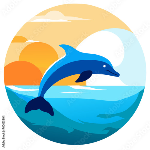 Frolicking dolphins glide gracefully through the azure waters  their sleek bodies shimmering in the sunlight.