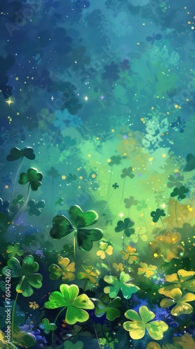 clover shamrock with stars background