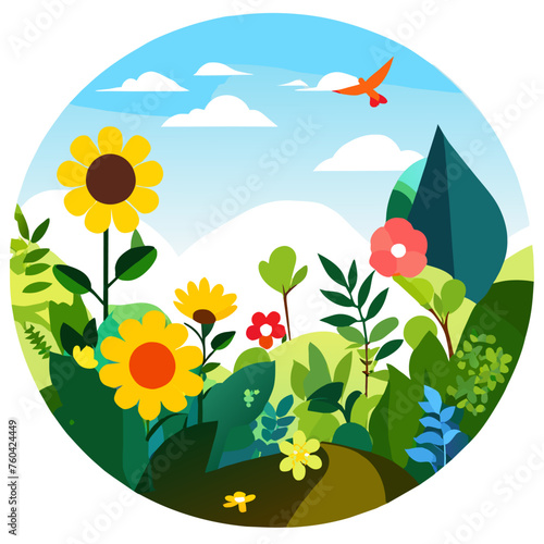 Green plants and trees thrive in nature's lush garden.