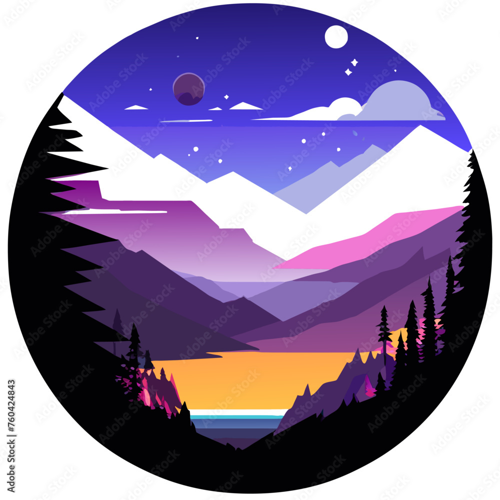 Fototapeta premium Surreal and distorted nature scene with vibrant colors and pixelated glitch effects.