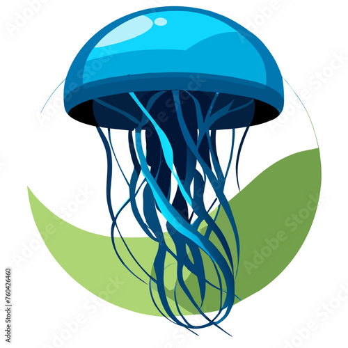 A jellyfish glides effortlessly through the water, its delicate tendrils trailing behind.