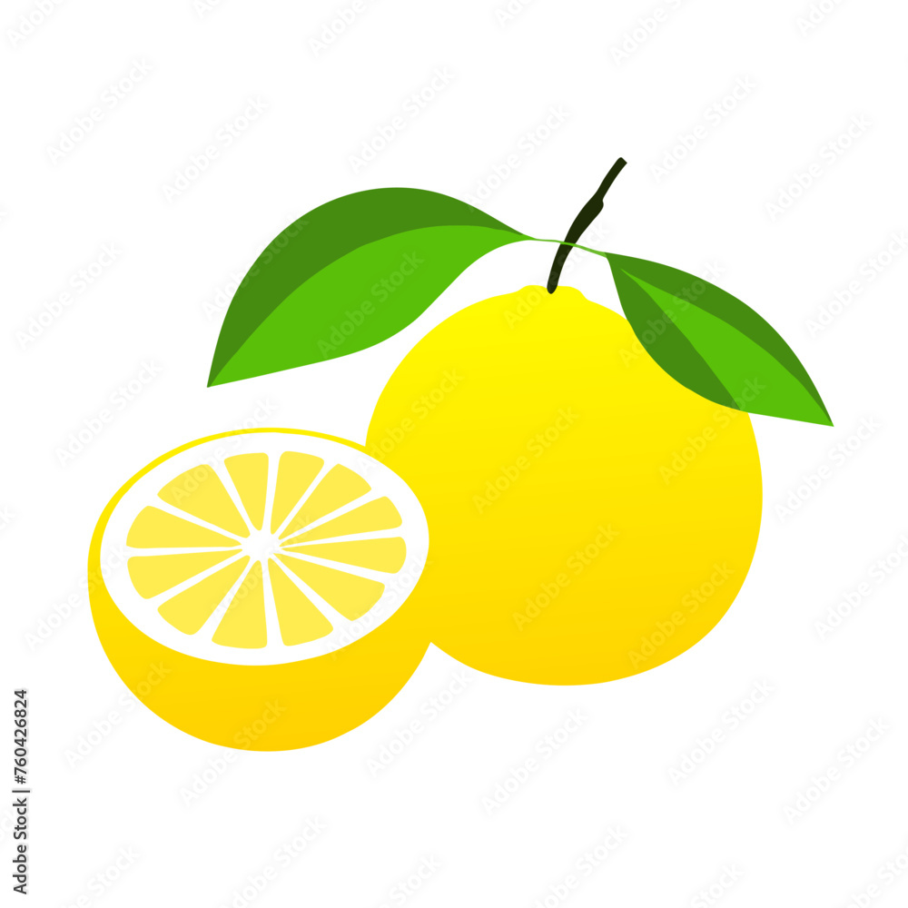 Lemon fruit with its vibrant yellow skin and green leaves. Lemon fruit with its vibrant yellow skin and green leaves.