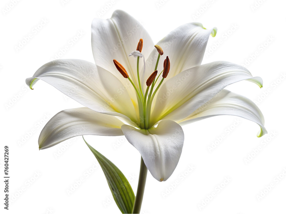 White lily flower. isolated on transparent background.