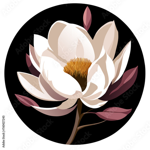 Magnolia blooms elegantly amidst the verdant leaves, showcasing its delicate beauty and vibrant hues.