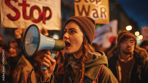 group of demonstrators protesting against war