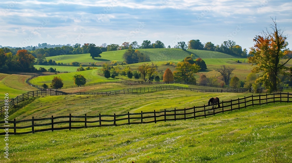 A serpentine fence winds across a rural hill in Kentucky.