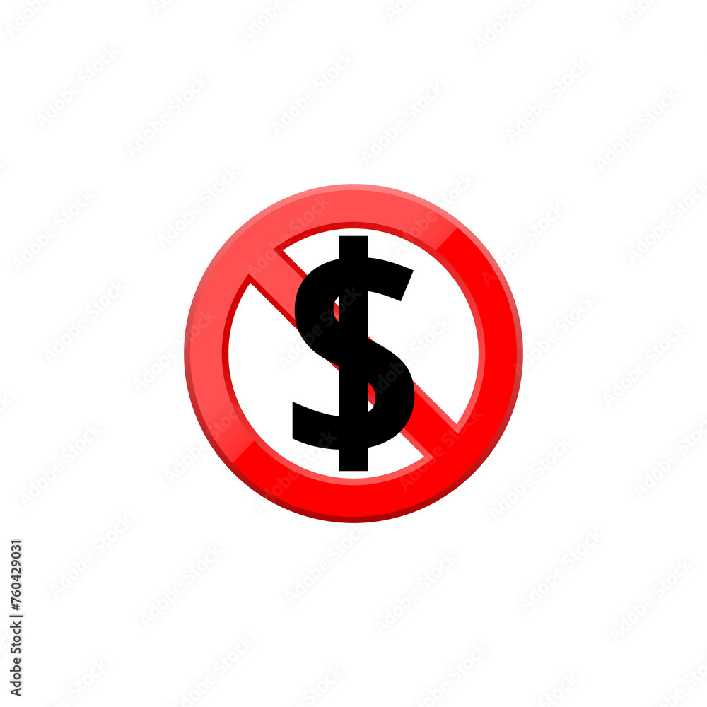 No Dollars sign icon isolated on transparent background No Dollars sign icon isolated on transparent background