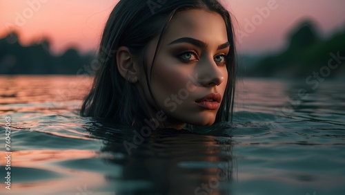 Submerged Serenity - Beautiful lady Ethereal Figure in Calm Waters