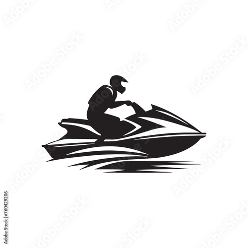 Wave Riders: Jet Ski Silhouette Vector for Thrilling Water Sports Designs and Beach-themed Projects, Jet ski illustration.