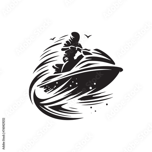 Wave Riders: Jet Ski Silhouette Vector for Thrilling Water Sports Designs and Beach-themed Projects, Jet ski illustration.