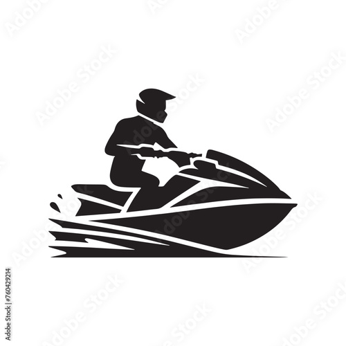 Wave Riders: Jet Ski Silhouette Vector for Thrilling Water Sports Designs and Beach-themed Projects, Jet ski illustration.