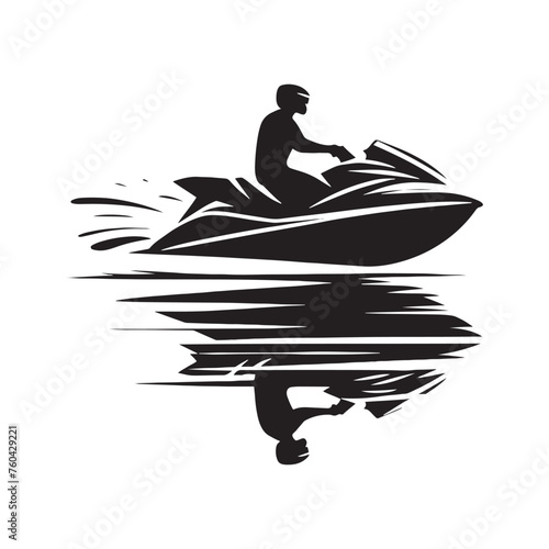 Wave Riders: Jet Ski Silhouette Vector for Thrilling Water Sports Designs and Beach-themed Projects, Jet ski illustration.