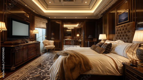 interior design of a presidential suite in an expensive hotel