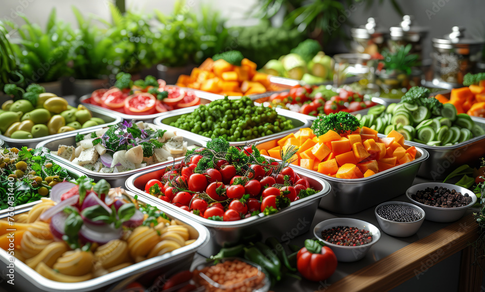 Various fresh vegetables and fruits on the buffet table catering Various fresh vegetables and fruits on the buffet table catering