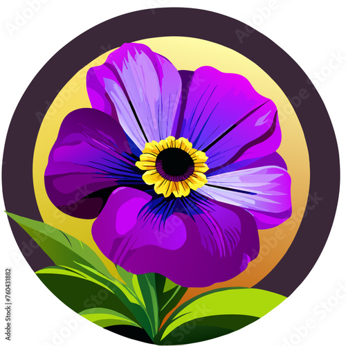 The vibrant purple petals of a petunia add a splash of color to a lush green meadow.