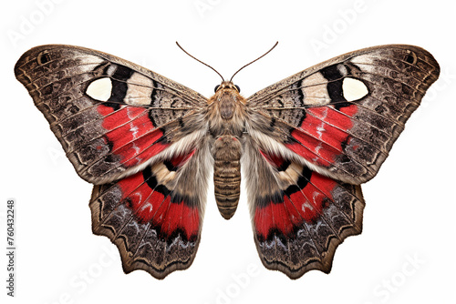 moth, minsmere crimson underwing, catocala coniuncta , isolated on white background, with clipping path photo