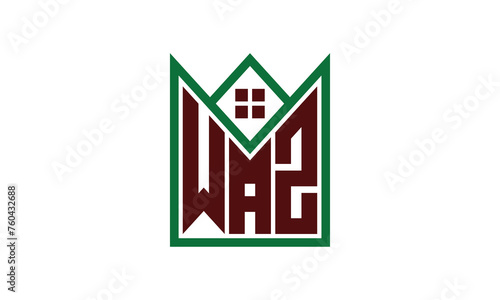 WAZ initial letter real estate builders logo design vector. construction, housing, home marker, property, building, apartment, flat, compartment, business, corporate, house rent, rental, commercial photo