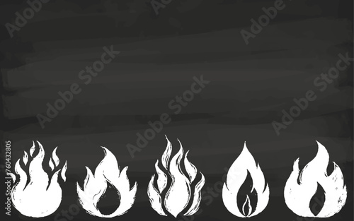 Chalk painted fire flames on blackboard: stock vector illustrations