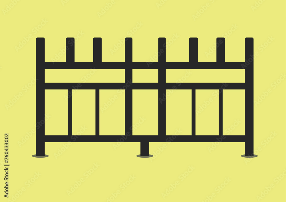 Iron fence design with black paint. Flat style vector illustration. Iron fence design with black paint. Flat style vector illustration.