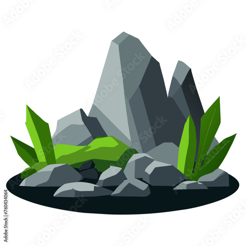 A rugged, towering mountain of stone stands sentinel against a backdrop of lush, verdant nature.