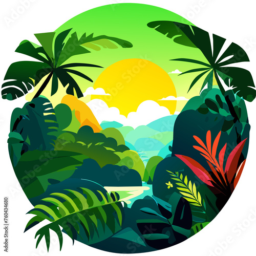 Lush tropical vegetation thrives in the warm embrace of the equatorial sun.