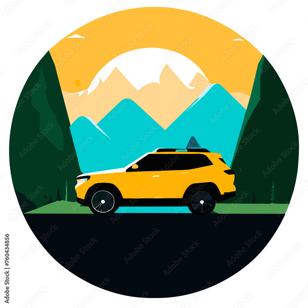 An SUV traverses a rugged path amidst breathtaking natural scenery. An SUV traverses a rugged path amidst breathtaking natural scenery.