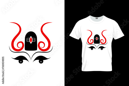 T Shirt design concept of Lord shiva with spirals and eyes isolated on white background - vector illustration