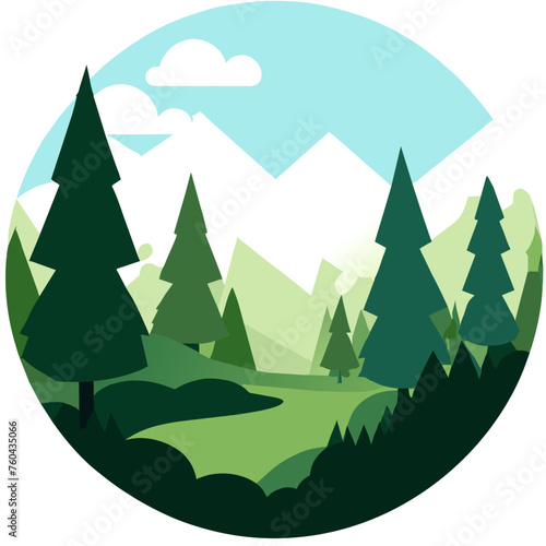 The lush trees stand majestically in the tranquil embrace of nature.