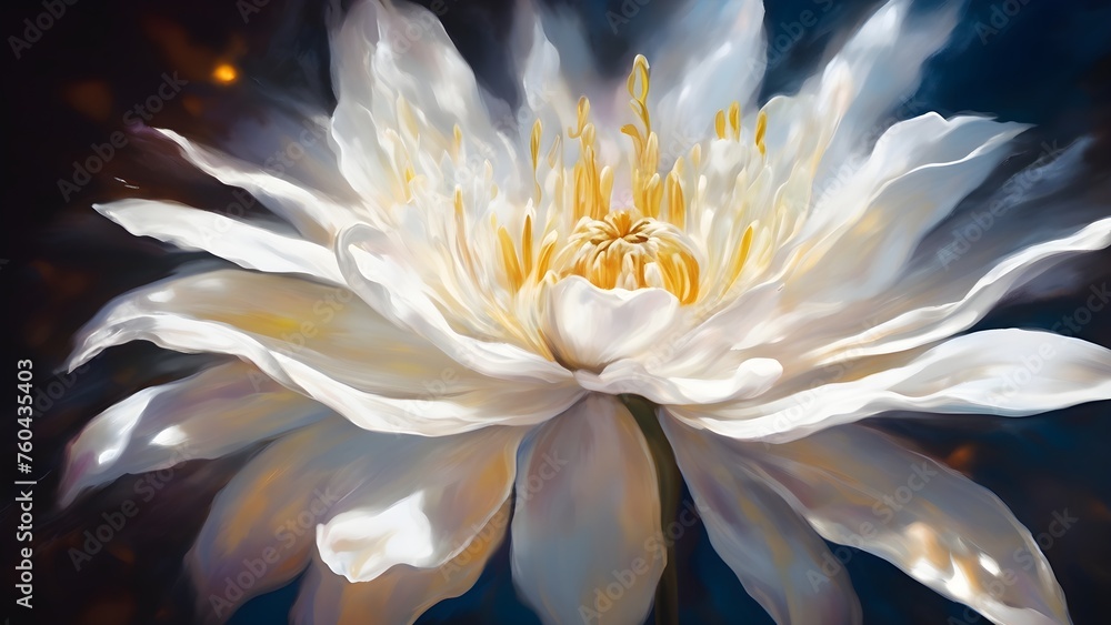 Creative White Lotus Flower acrylic painting composition_ ai illustration