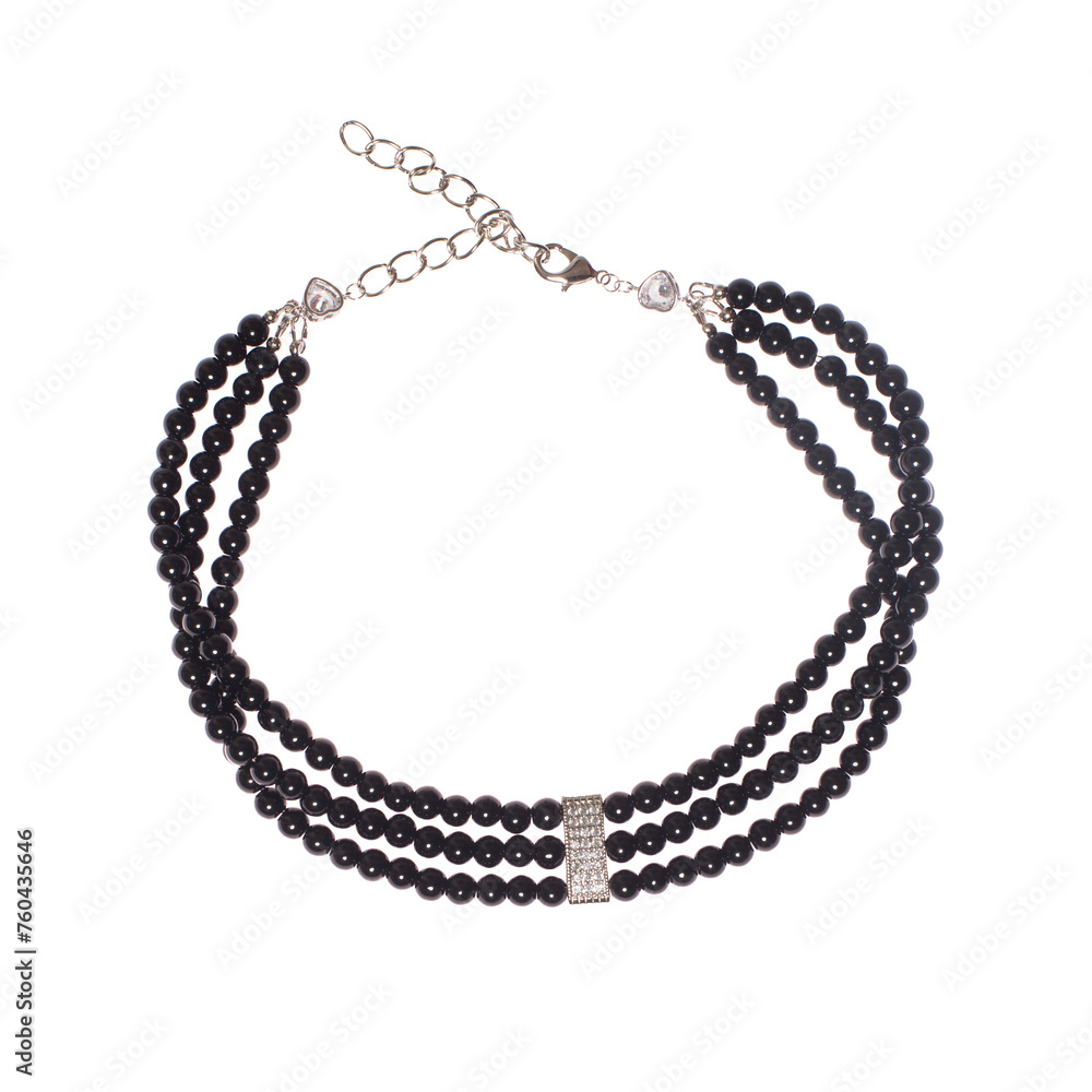 Black choker necklace with pearls isolated on white background Black choker necklace with pearls isolated on white background