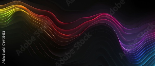 Schwarzer Hintergrund mit bunten Neonwellen, Abstrakter digitaler Hintergrund 
