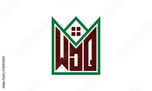 WDQ initial letter real estate builders logo design vector. construction, housing, home marker, property, building, apartment, flat, compartment, business, corporate, house rent, rental, commercial photo